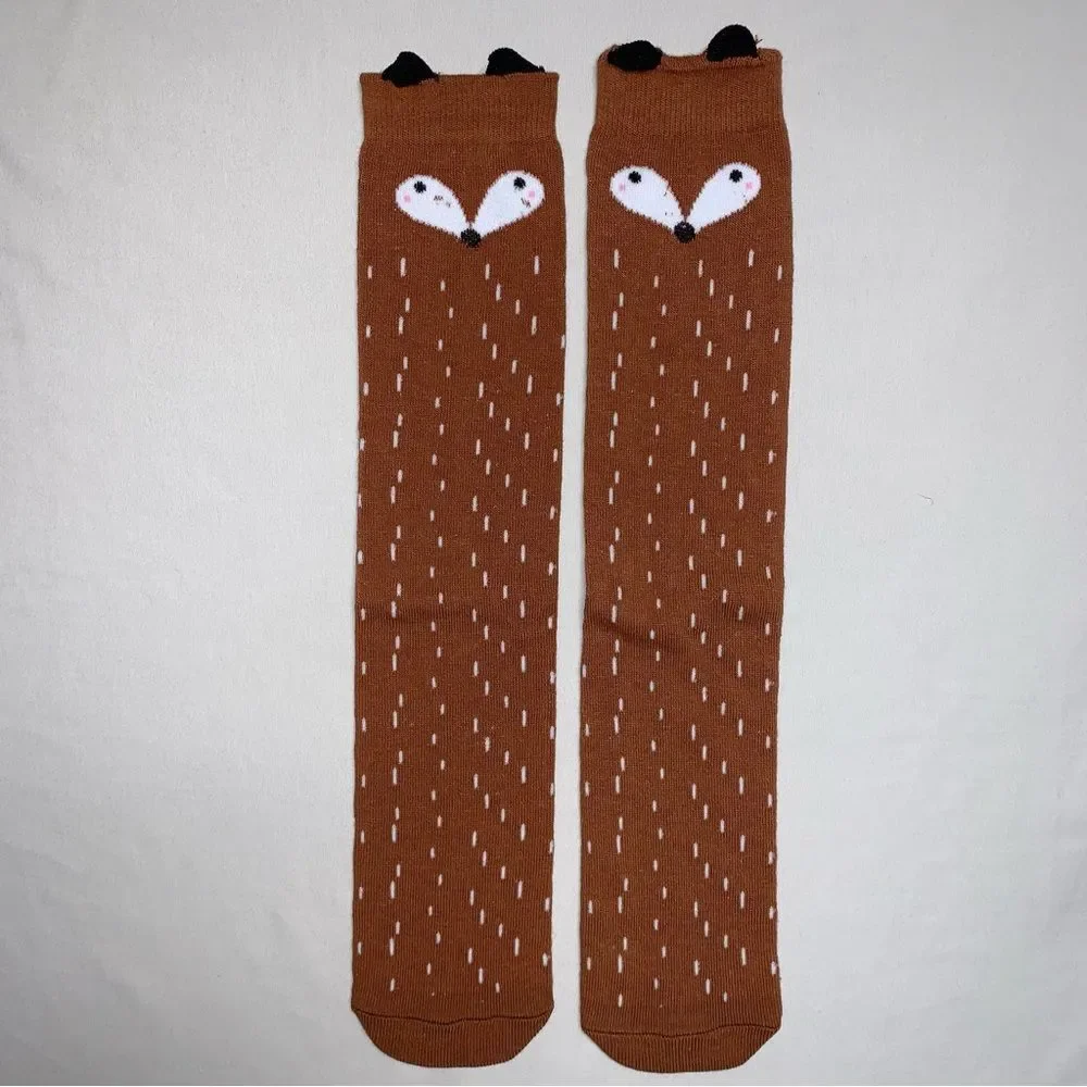 Fox Socks Rock Brown Spotted Knee high Elastic Novelty